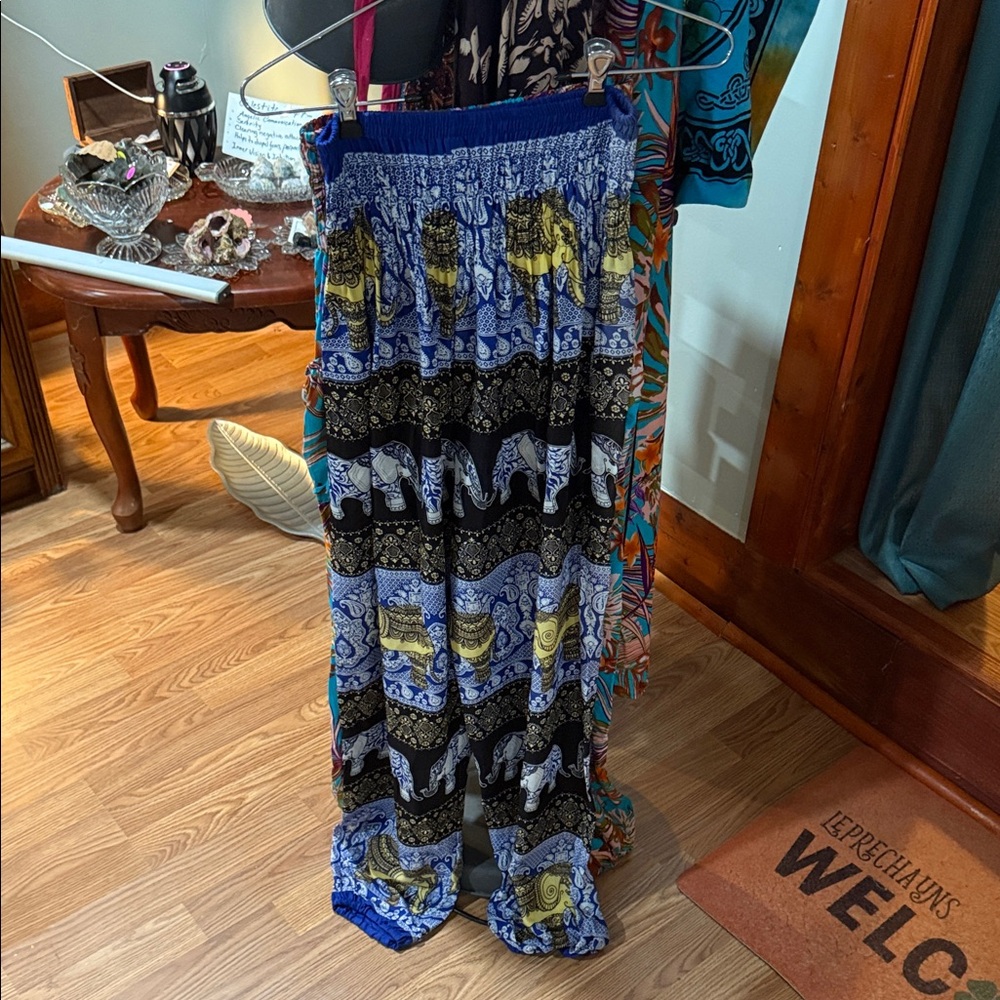Bohemian Blue and Black Maxi Pants